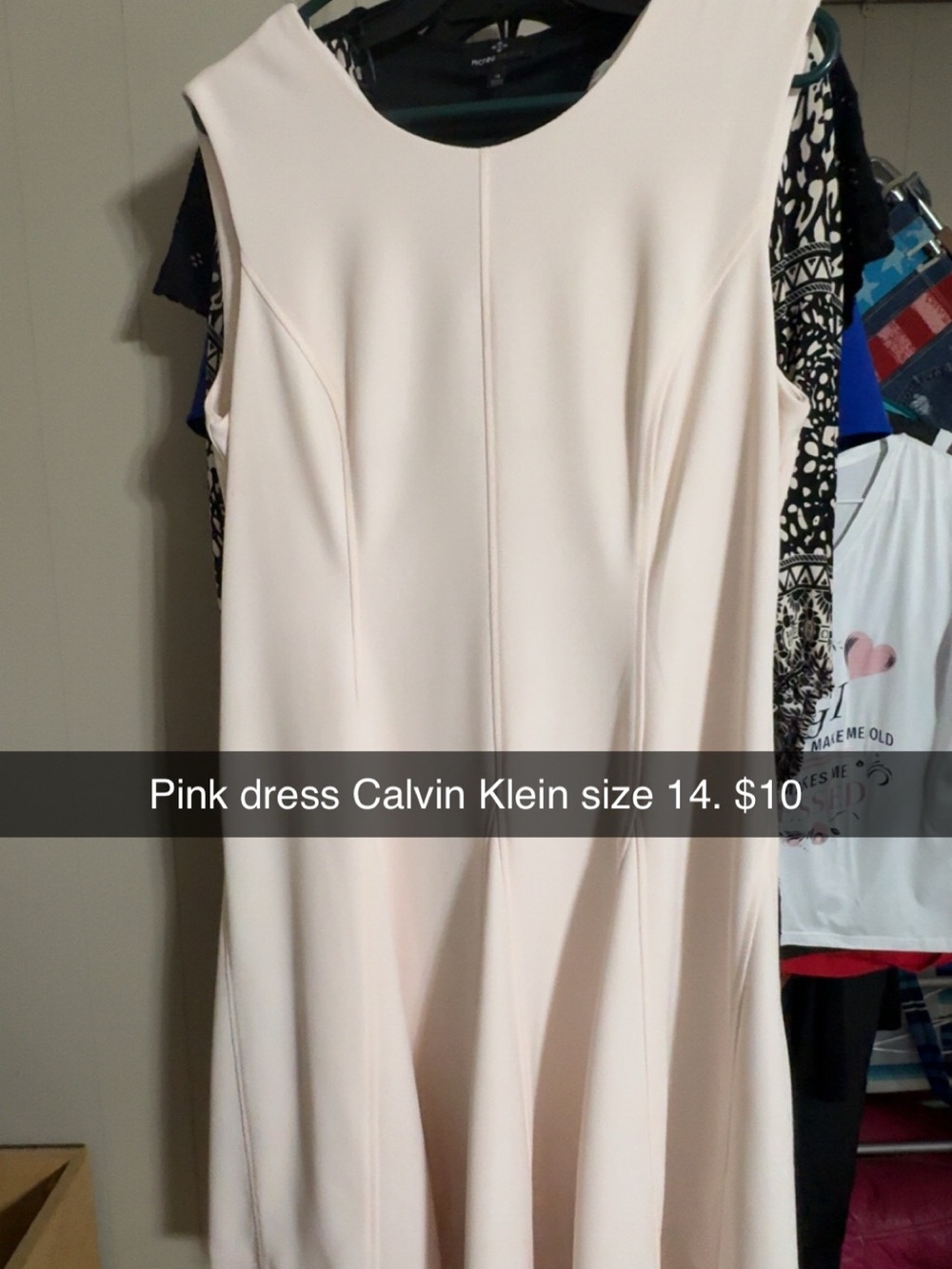 Calvin Klein Pale Pink Sleeveless Shift Dress